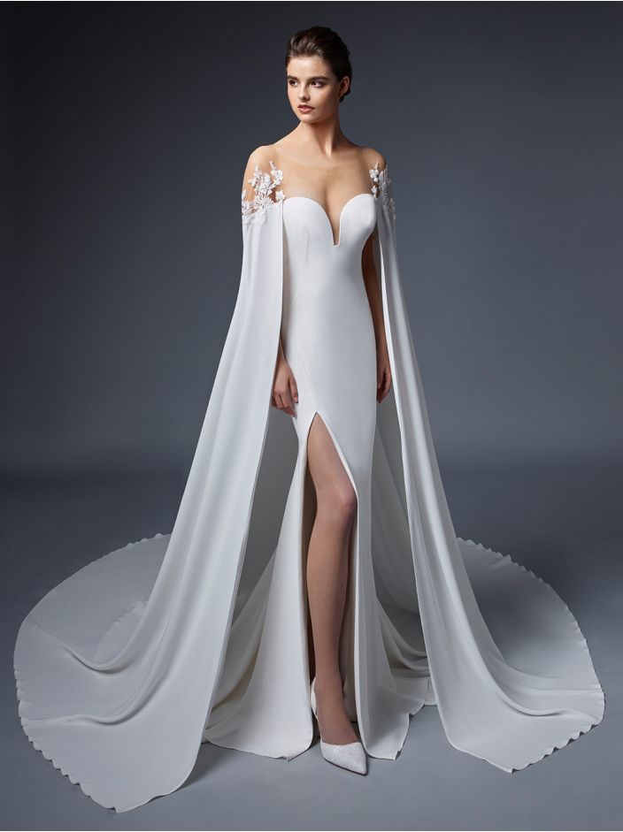 Unique Mermaid Wedding Dress With Longsleeve Backless Jewel Illusion Bodice Applique Organza Cowl Backs Formal Occasion Custom Made Tulle Floor-length