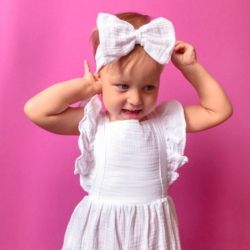 Baby Girls Romper Clothes Sleeveless Cotton Bloomer Cute Fly Sleeve Backless Jumpsuit Newborn Infant Outfit One Bowknot Headband 201027