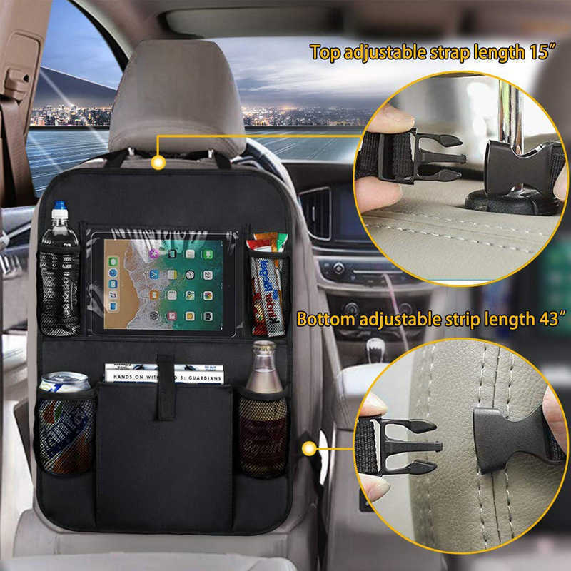 New 2PC/1PC Car Back Seat Organizer Kids Car Backseat Cover Protector with Touch Screen Tablet Holder Kick Mats with Pocket for Toys