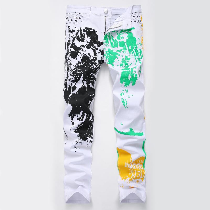 Plus size Men's jeans print jeans leisure printing color white denim pants men LP51, Beige
Plus size Men's jeans print jeans leisure printing color white denim pants men LP51, Beige