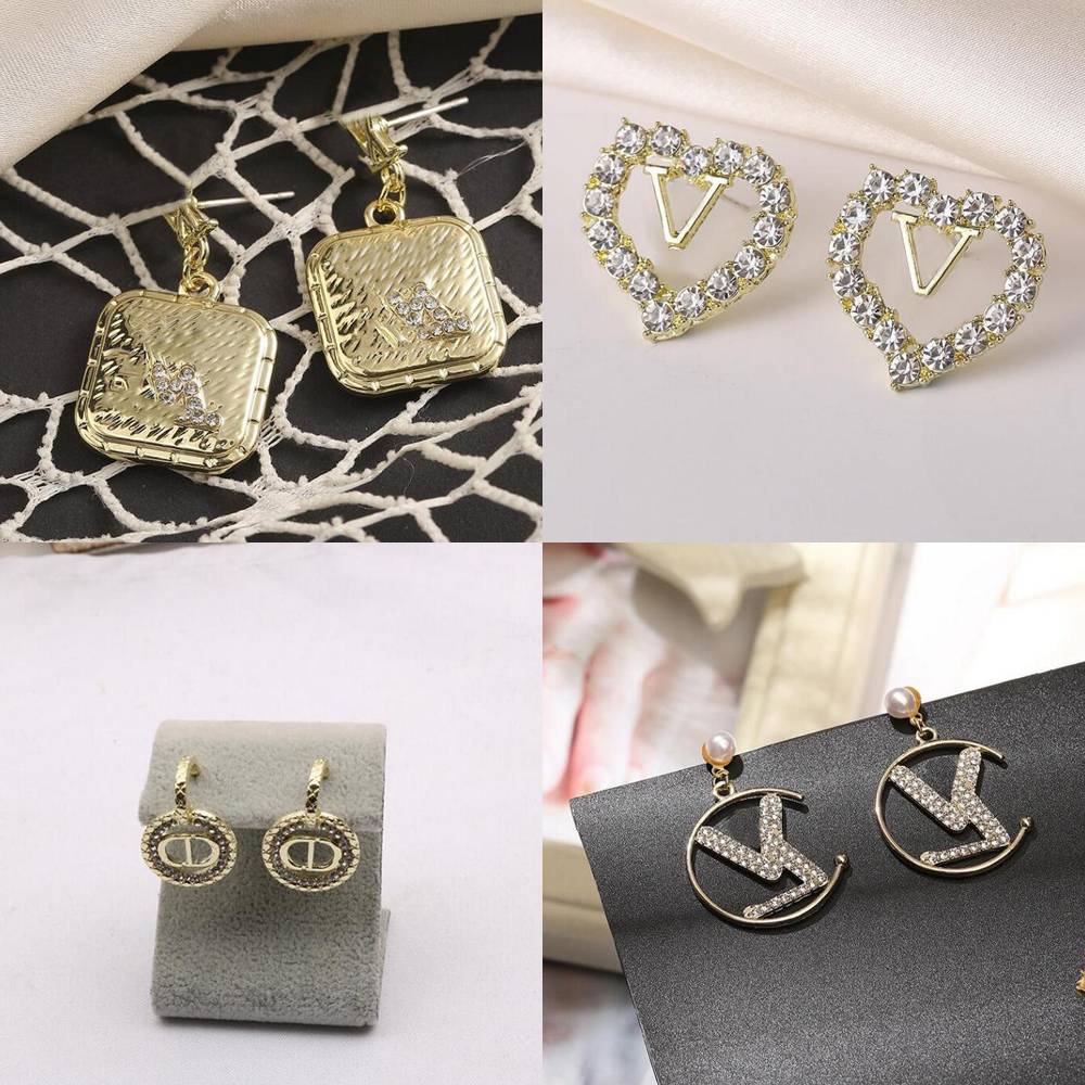 19style 18K Gold Plated Copper Alloy Brand Designer Letters Stud Earrings for Women Luxury High Quality Lady Geometric Pearl Crystal Rhinest, Golden;silver
19style 18K Gold Plated Copper Alloy Brand Designer Letters Stud Earrings for Women Luxury High Quality Lady Geometric Pearl Crystal Rhinest, Golden;silver