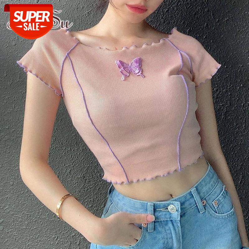 ArtSu Sweet Butterfly Appliques Ruffles Hems Crop Tops Y2K Style O-neck Short Sleeve Pink T-shirts Fashion Summer Tees ASTS52126 #ZD2m, White
ArtSu Sweet Butterfly Appliques Ruffles Hems Crop Tops Y2K Style O-neck Short Sleeve Pink T-shirts Fashion Summer Tees ASTS52126 #ZD2m, White