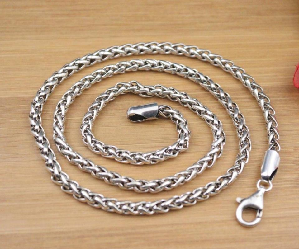 Pure 925 Sterling Silver Necklace Width 4mm Wheat Link Chain Length 19.62"L About 23g For Woman Man
Pure 925 Sterling Silver Necklace Width 4mm Wheat Link Chain Length 19.62"L About 23g For Woman Man