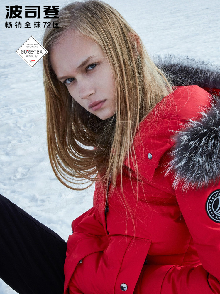 Extremely cold Pro BOSIDENG down jacket women's short goose down fur collar thickened winter coat 201019