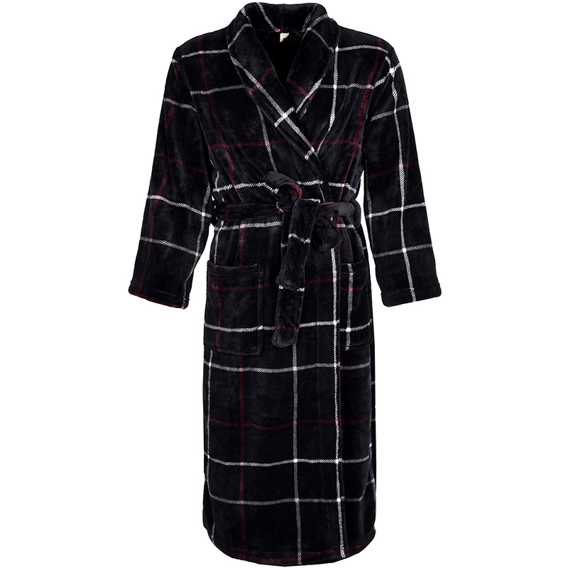 Men Winter Plaid Plus Size Long Coral Fleece Bathrobe 40130KG Warm Flannel Bath Robe Kimono Robes Dressing Gown Night Sleepwear 201111