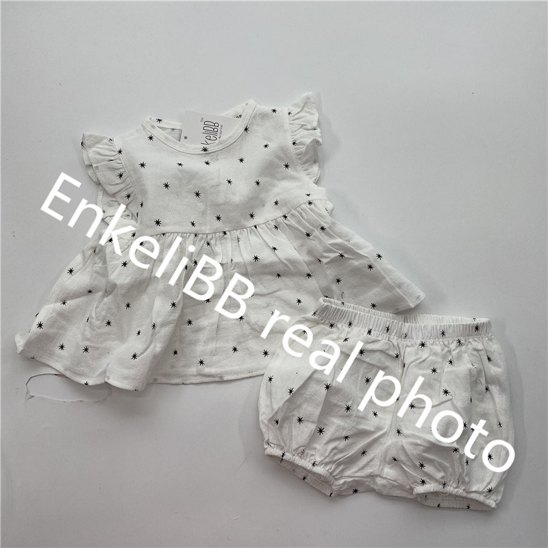 EnkeliBB Nice Toddler Girl Summer Clothes Sets Cotton Made Baby Girls Short Sleeve Tshirt and Bloomers Sets Little Girl OutfitX1019