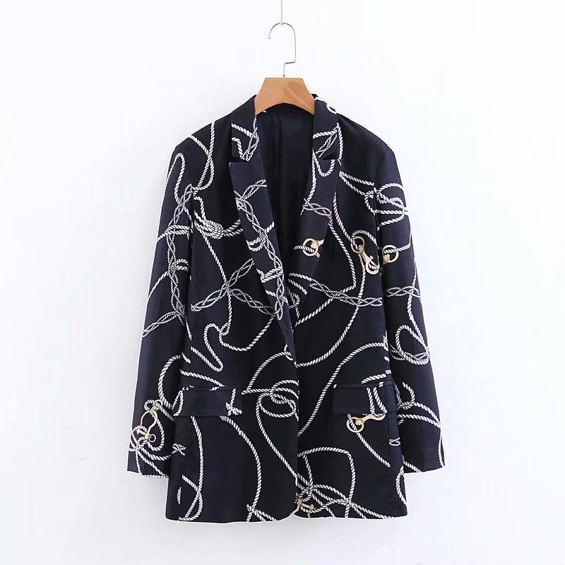 Women blazers and jackets chain print long-sleeved long suit female spring and autumn retro Slim fashion suit jacket female
Women blazers and jackets chain print long-sleeved long suit female spring and autumn retro Slim fashion suit jacket female