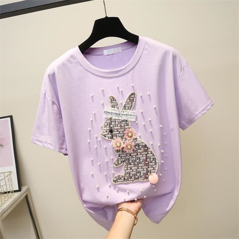 2021 Summer New Korean Collar Bead t Shirt Ladies Rowing Cotton Rabbit From Animated Drawings Loose Short T-shirt Mujer P929 9tx8, White
2021 Summer New Korean Collar Bead t Shirt Ladies Rowing Cotton Rabbit From Animated Drawings Loose Short T-shirt Mujer P929 9tx8, White