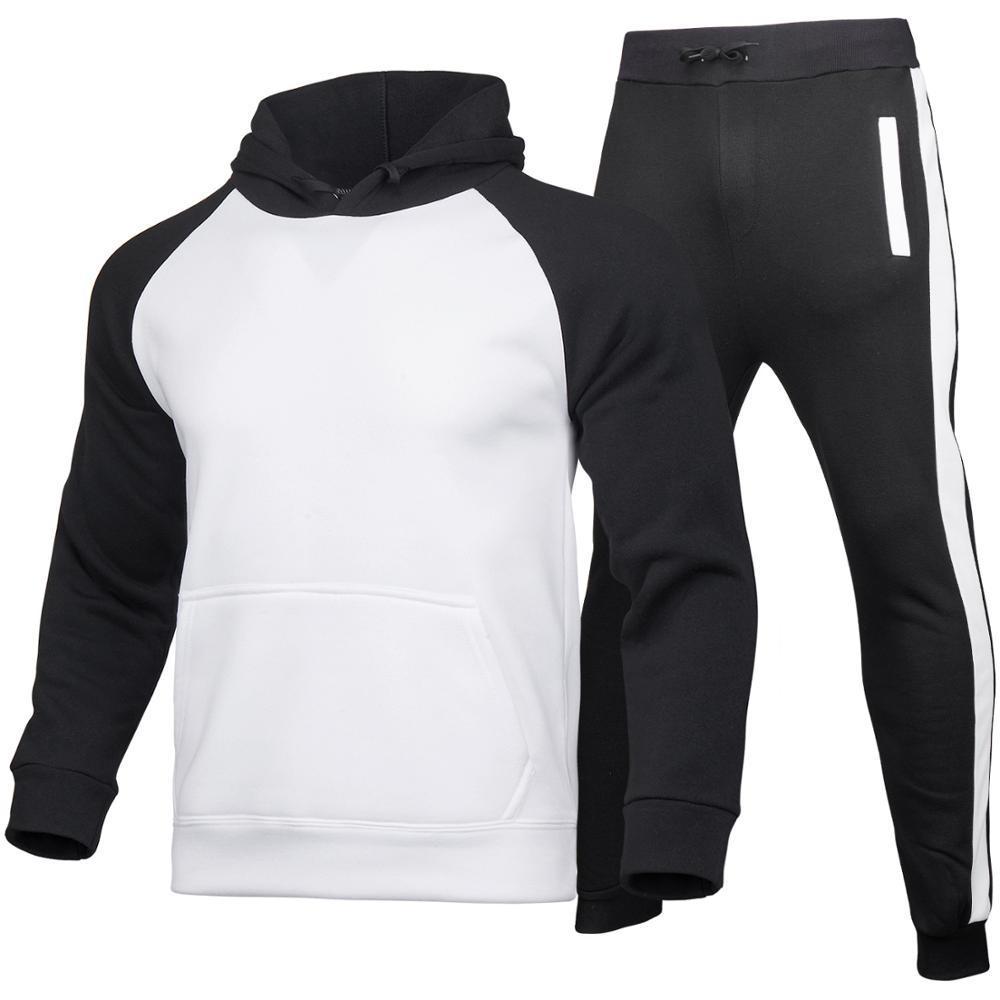 80% Cotton Tracksuits Men Sweatshirt Sporting Sets Winter Jacket + Pants Casual Clothing Men's Track Suit Sportswear Coat 201124