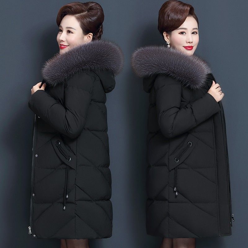 Plus Size 7XL Middle Aged Winter Jacket Women Hooded Fur Collar Parka Long Womens Down Cotton Coat Womens Winter Jacket And Coat 201110wtt