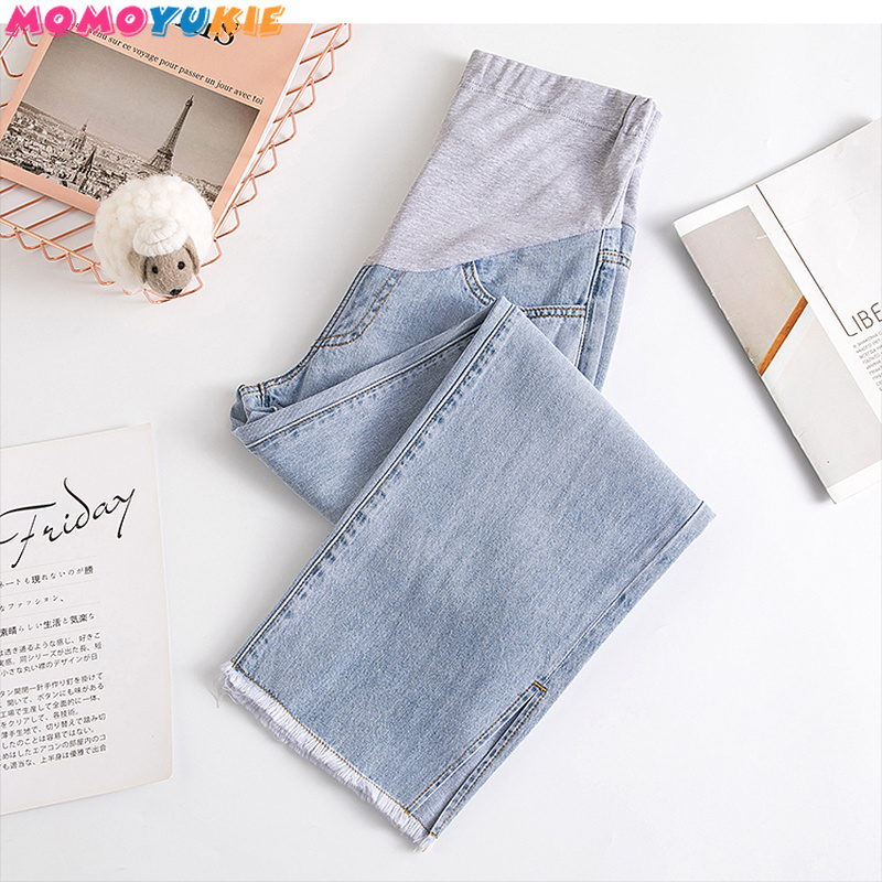 Denim Maternity Jeans Pants Pregnant Women Clothes Boyfriend Vintage wide leg Loose Straight Jeans Pregnancy Pants Plus size LJ201123