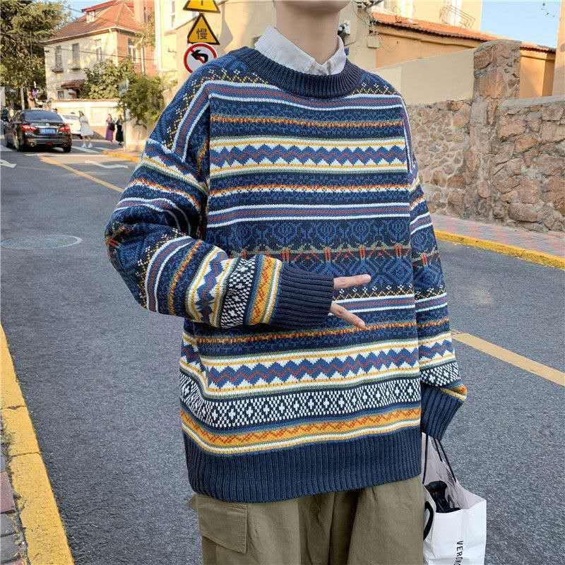 Autumn winter stripe sweater men's loose casual T-shirt color matching Pullover, Black
Autumn winter stripe sweater men's loose casual T-shirt color matching Pullover, Black
