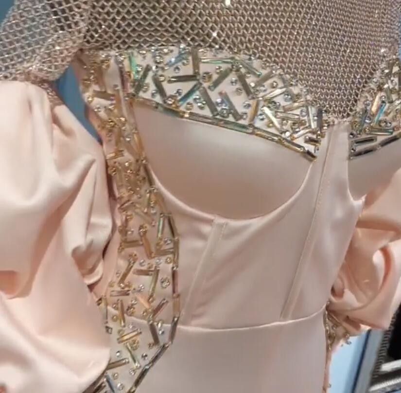 aso ebi arabic luxurious beaded crystals evening dresses mermaid sexy prom dresses long sleeves formal party second reception gowns zj3