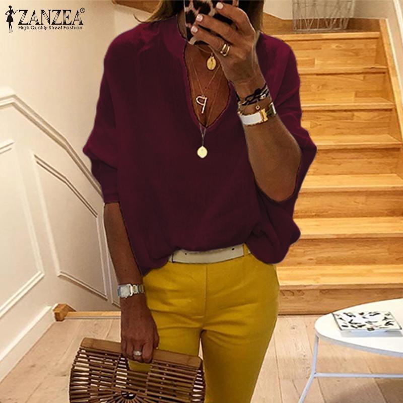 Plus Size Women's Summer Blouse 2019 Elegant White Tops Casual V Neck Blusas Female Puff Sleeve Shirt Female Solid Tunic T200321