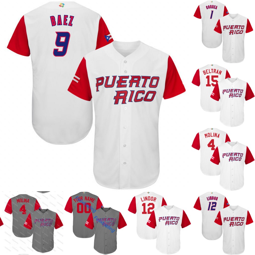 2017 Puerto Rico World Baseball Classic WBC Jersey 9 Javier Baez 12 FLindor 1 Correa 4 Yadier Molina 15 Carlos Beltran Baseball Jerseys, Grey cool
2017 Puerto Rico World Baseball Classic WBC Jersey 9 Javier Baez 12 FLindor 1 Correa 4 Yadier Molina 15 Carlos Beltran Baseball Jerseys, Grey cool