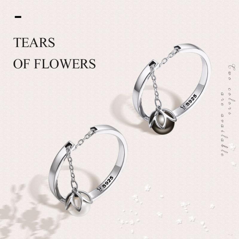 Cluster Rings BAMOER 2 Color Black And White Pearl Flower Adjustable For Women 925 Sterling Silver Chain Ring Free Size GXR165
Cluster Rings BAMOER 2 Color Black And White Pearl Flower Adjustable For Women 925 Sterling Silver Chain Ring Free Size GXR165
