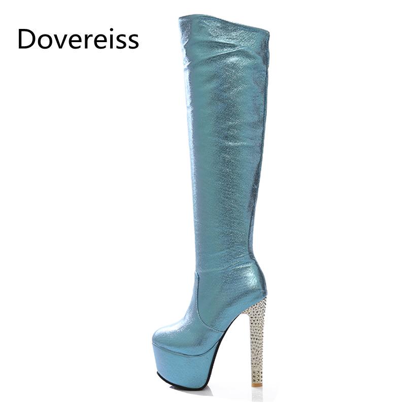 Dovereiss Fashion Women's Shoes Winter new Elegant Pure color Waterproof silver sexy Knee high boots Stilettos heels 33-40, Blue
Dovereiss Fashion Women's Shoes Winter new Elegant Pure color Waterproof silver sexy Knee high boots Stilettos heels 33-40, Blue