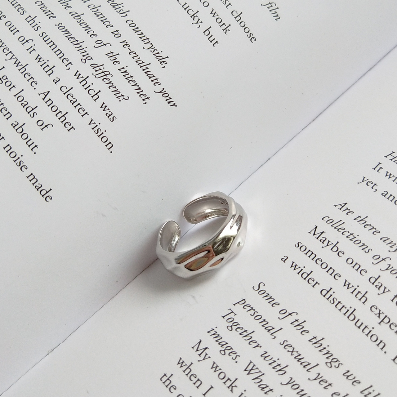 New minimalism 925 sterling silver vintage jewelry handmade hammered texture designer adjustable rings open rings for women