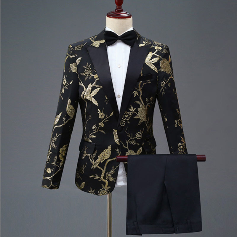 S4XL Man Fashion Embroidery High Quality Party Blazer Solid Pant Suits Male Casual Slim Blazer Coat Suit Outerwear 1120 201106
