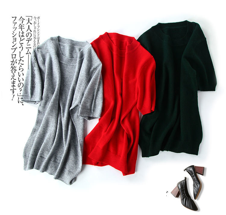 New Arrival Summer Cashmere Wool Sweater Spring Autumn Women Solid Short Sleeve O-neck Pullovers Jumper Knitted Sweaters T200811