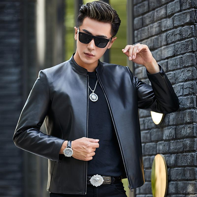 New Arrival Genuine Sheepskin Leather Patchwork Spring And Autumn Black Men's Casual Coat
New Arrival Genuine Sheepskin Leather Patchwork Spring And Autumn Black Men's Casual Coat
