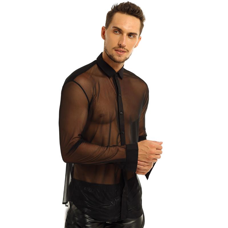 iEFiEL Male Mens Fashion See Through Mesh Long Sleeve Clubwear Turn-down Collar Top Shirt for Club Evening Party Costumes Shirts, Black
iEFiEL Male Mens Fashion See Through Mesh Long Sleeve Clubwear Turn-down Collar Top Shirt for Club Evening Party Costumes Shirts, Black