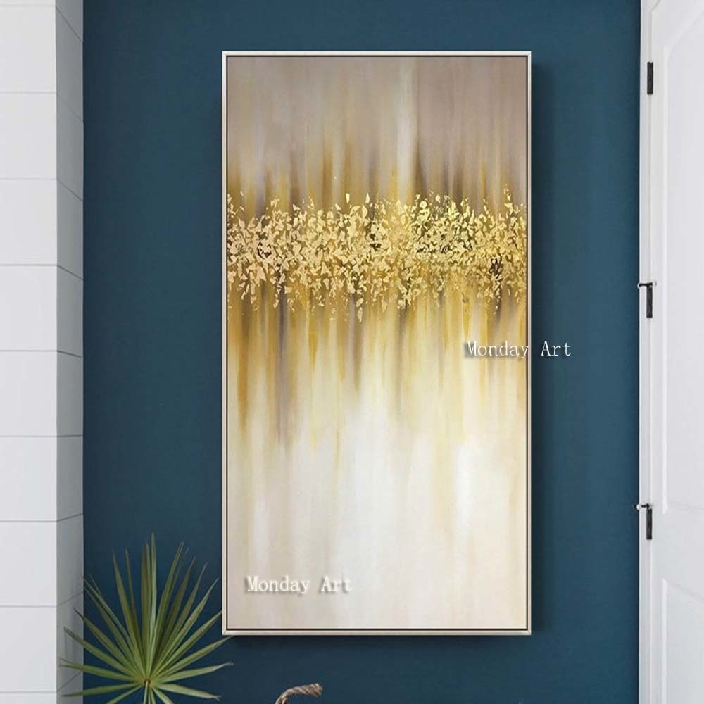 Hand painted Modern Abstract canvas Oil Paintings Abstract gold Oil Painting picture Living Room home Decoration wall paintings LJ201128