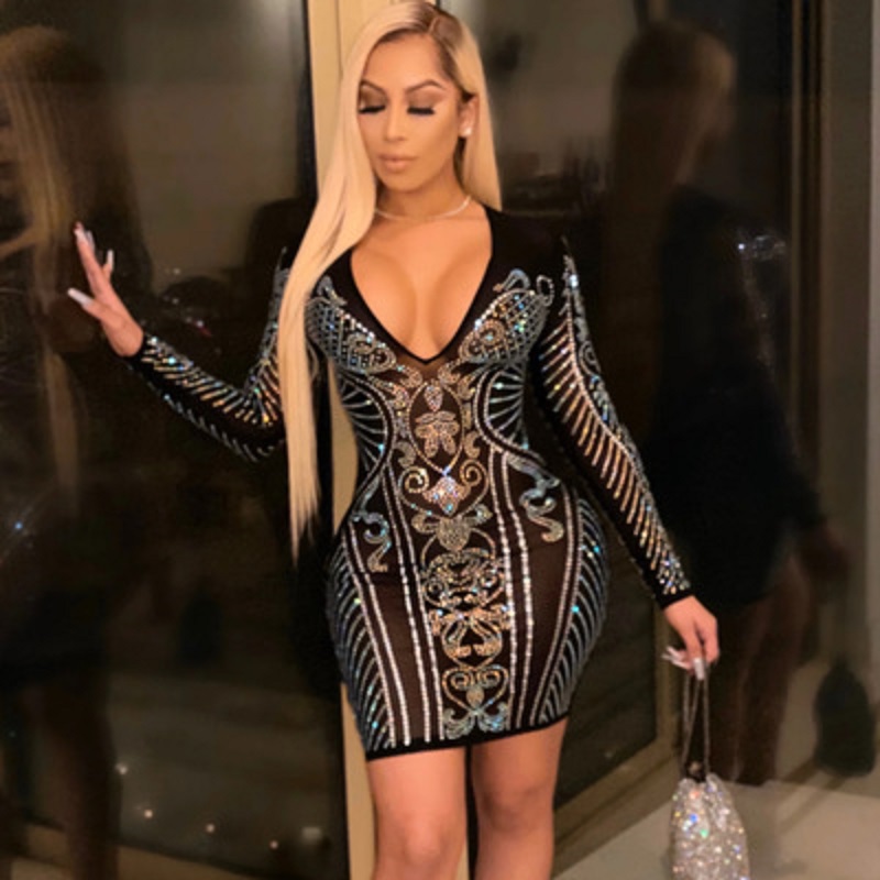 Fashion Sexy Tight Skirts Womens Sexy V-neck Hot Drilling Nightclub Dress 2020 Trendy Bodycon Dresses Youth Hot Style Free Shipping, Black
Fashion Sexy Tight Skirts Womens Sexy V-neck Hot Drilling Nightclub Dress 2020 Trendy Bodycon Dresses Youth Hot Style Free Shipping, Black
