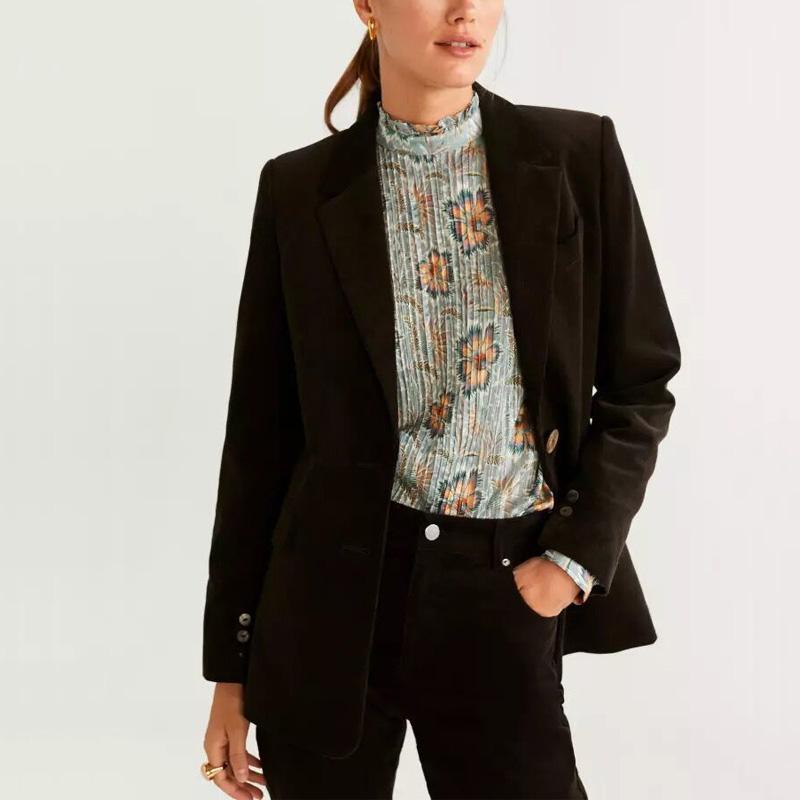 Autumn and winter women' suit casual solid color pocket decorative corduroy suit, Brown
Autumn and winter women' suit casual solid color pocket decorative corduroy suit, Brown