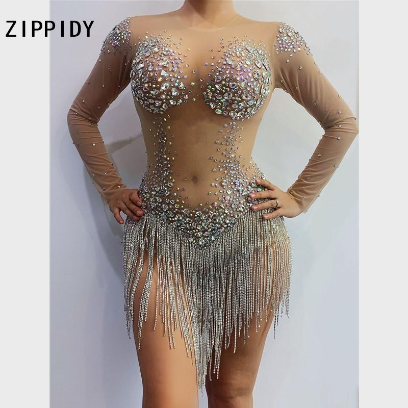 Sparkly Multi-color Rhinestones Fringe Transparent Bodysuit Dance Birthday Celebrate Long Sleeves Outfit Women Singer Outfit, As pic
Sparkly Multi-color Rhinestones Fringe Transparent Bodysuit Dance Birthday Celebrate Long Sleeves Outfit Women Singer Outfit, As pic