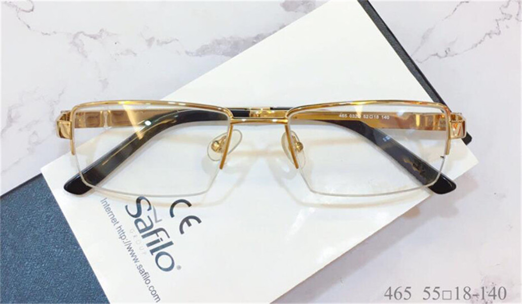 Classic men simple business style optical glasses square design metal half frame transparent lens popular generous transparent glasses 465