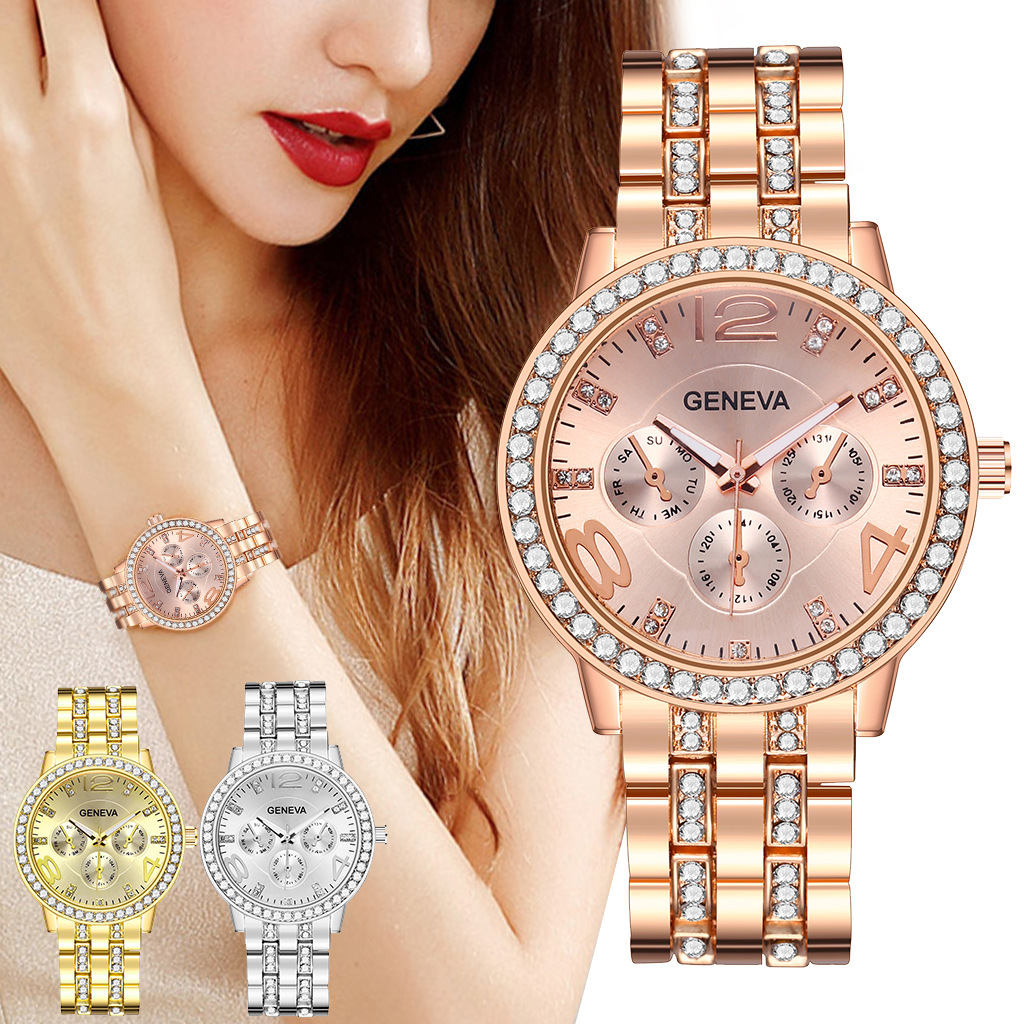 Fashion Rhinestone Geneva Men Watches Rose Gold stainless steel Three Eyes wristwatch women Gift Diamond Crystal Quartz watch, Leave a message about color
Fashion Rhinestone Geneva Men Watches Rose Gold stainless steel Three Eyes wristwatch women Gift Diamond Crystal Quartz watch, Leave a message about color