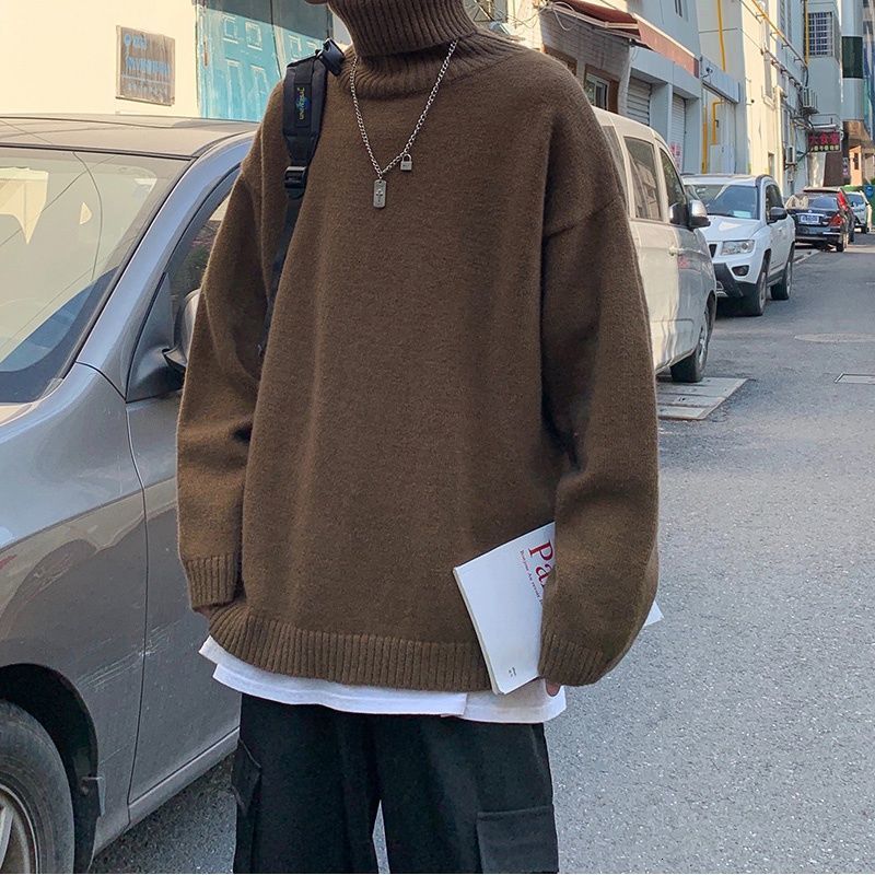 2021 Male Autumn Thin New Collar Long Sleeve Sweater Clothing FBEA, Black