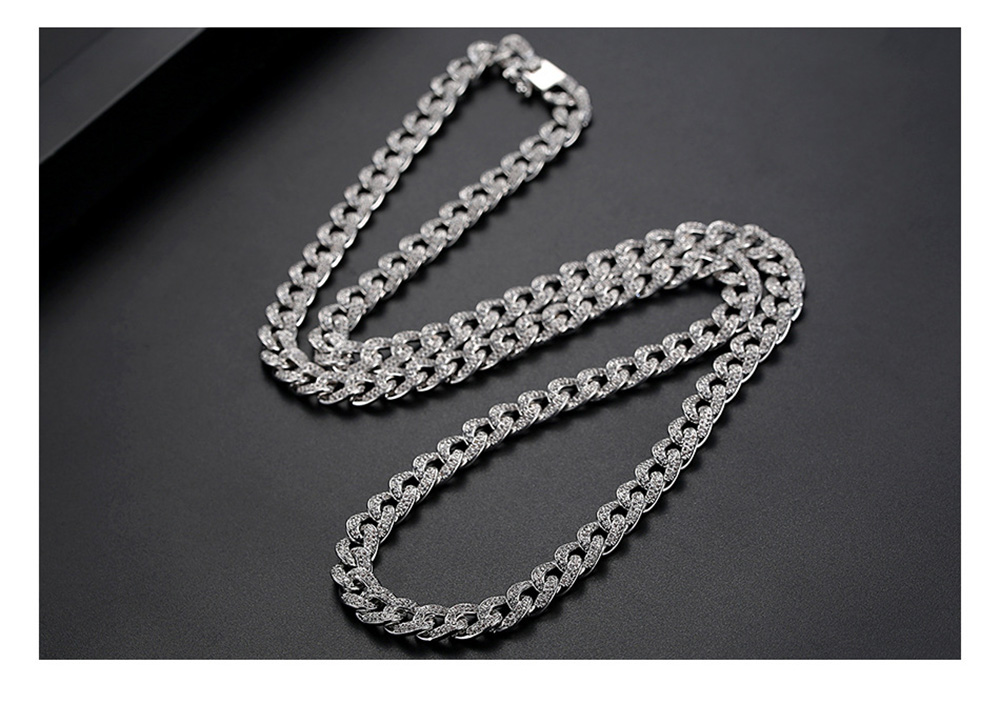 Hip Hop Shining Zircon Cuba Chains Necklace Jewelry Men's Shining Chains Necklace 18k Gold Silver Link Chains