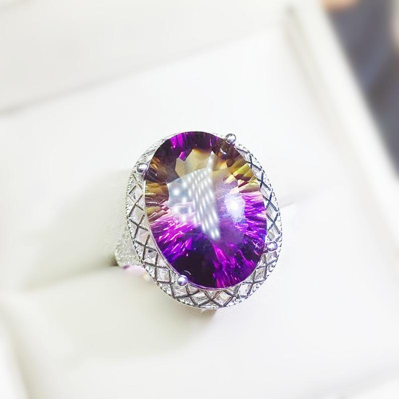 Cluster Rings Per Jewelry Colorful Ametrine Classical Style Big Ring 12*16mm 11ct Gemstone 925 Sterling Silver Q204299, Golden;silver
Cluster Rings Per Jewelry Colorful Ametrine Classical Style Big Ring 12*16mm 11ct Gemstone 925 Sterling Silver Q204299, Golden;silver