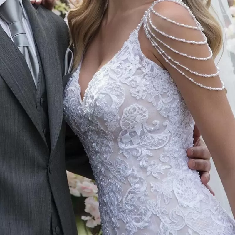 Mermaid Wedding Dresses Bridal Gown Sleeveless Spaghetti Straps Lace Applique Beaded Beading Sweep Train Custom Made Plus Size Vestidos De Novia 403 6