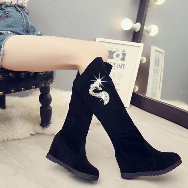 Women Shoes Woman Knee high Winter New Decoration Wild Plus Velvet Thick Snow Boots X85 Y200115