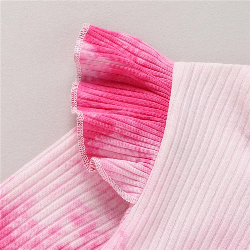 0-4 Years Old Kids Clothing Baby Girl Tie Dye Outfit Ruffled Long Sleeve T-shirt Infant Baby Clothes Gift Sets Of Four StylesX1019