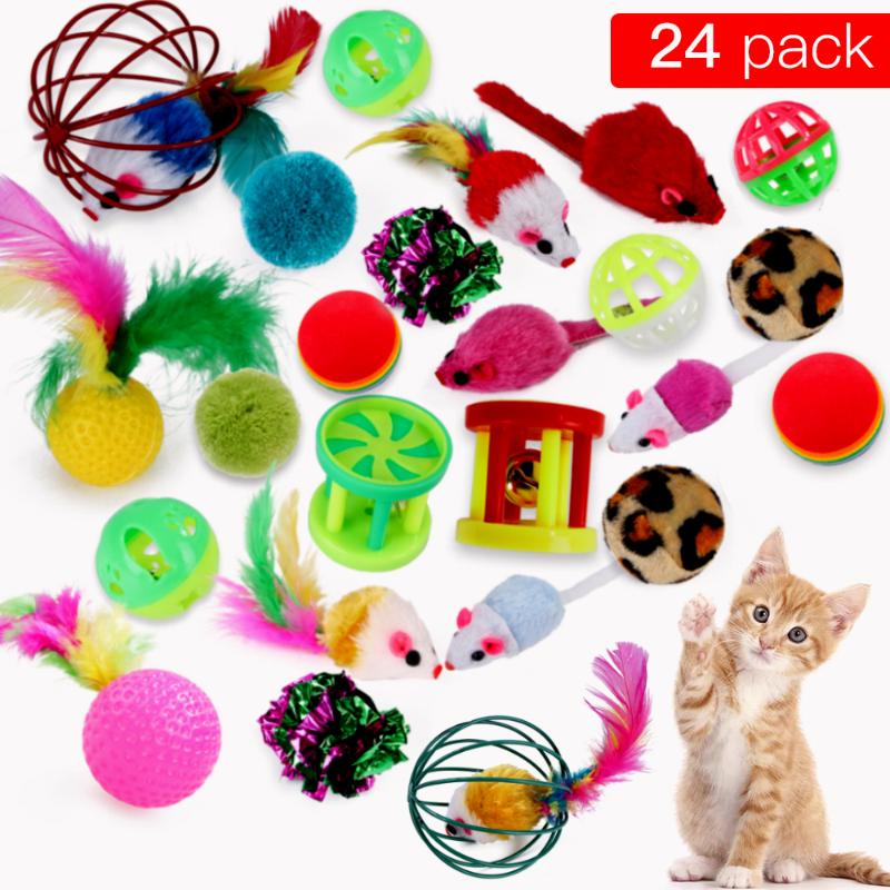 12/20/24/26pcs Funny Pet Cat Stick Bell Ball Feather Toy Set Creative Assorted Cat Interactive Play Toy for Kittens
12/20/24/26pcs Funny Pet Cat Stick Bell Ball Feather Toy Set Creative Assorted Cat Interactive Play Toy for Kittens
