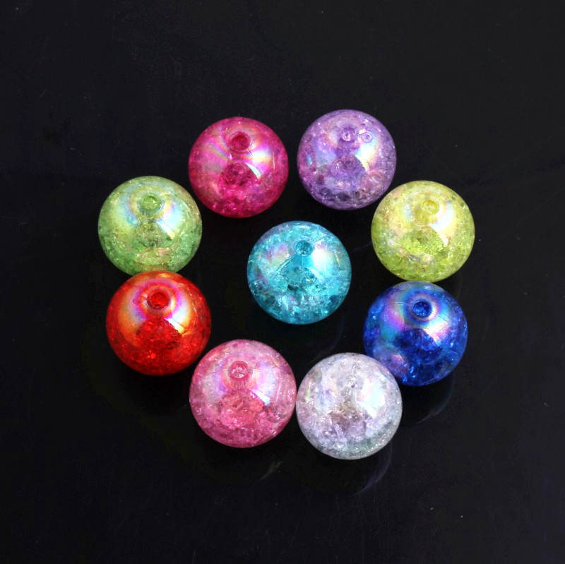 OYKZA Fashion Jewelry Acrylic Round Crackle AB Beads for Chunky Necklace DIY Making 10mm 12mm 16mm 20mm T200323