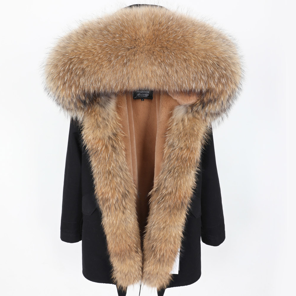 MAOMAOKONG Real raccoon fur winter clothing thick warm coat parkas women's jacket woman 201125