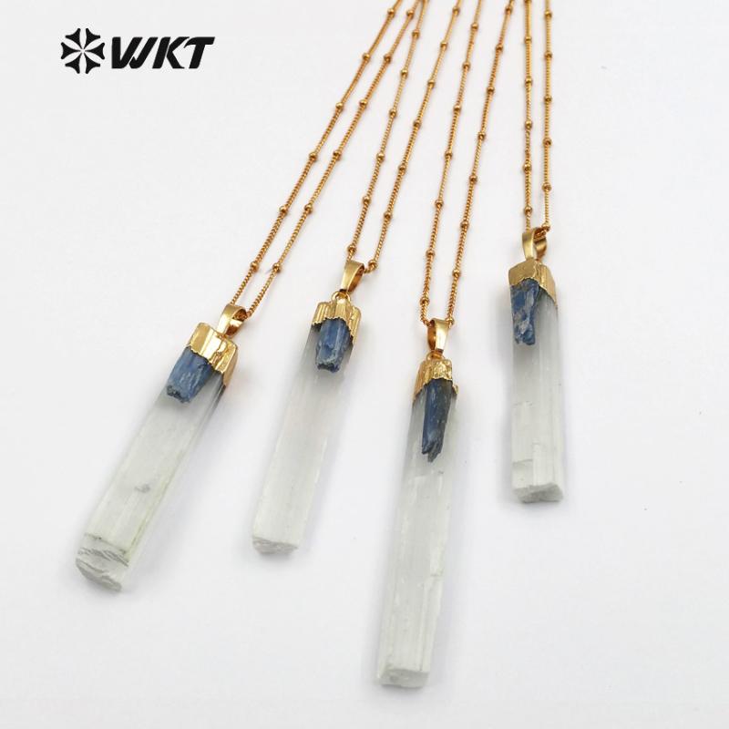 Pendant Necklaces WT-N1128 WKT Wholesale Fashion Natural Stone Necklace Long Bar Shape With Blue Charm Setting Gold Color Chain
Pendant Necklaces WT-N1128 WKT Wholesale Fashion Natural Stone Necklace Long Bar Shape With Blue Charm Setting Gold Color Chain