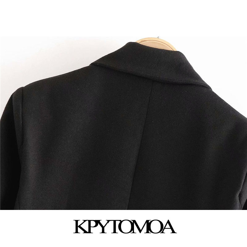KPYTOMOA Women Fashion With Metal Buttons Woolen Coat Vintage Long Sleeve Back Vents Female Outerwear Chic Tops 201027