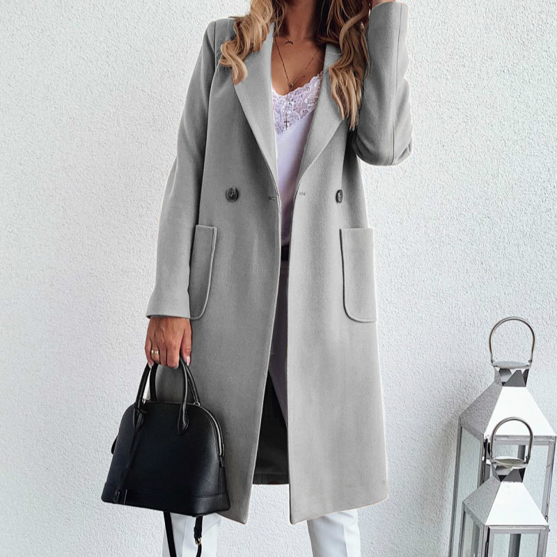 Autumn Winter Wool Blend Coat Female Casual Mid-Long Overcoats Jacket Elegant Solid Women Long Sleeve Buttons Outwear GV782 201030