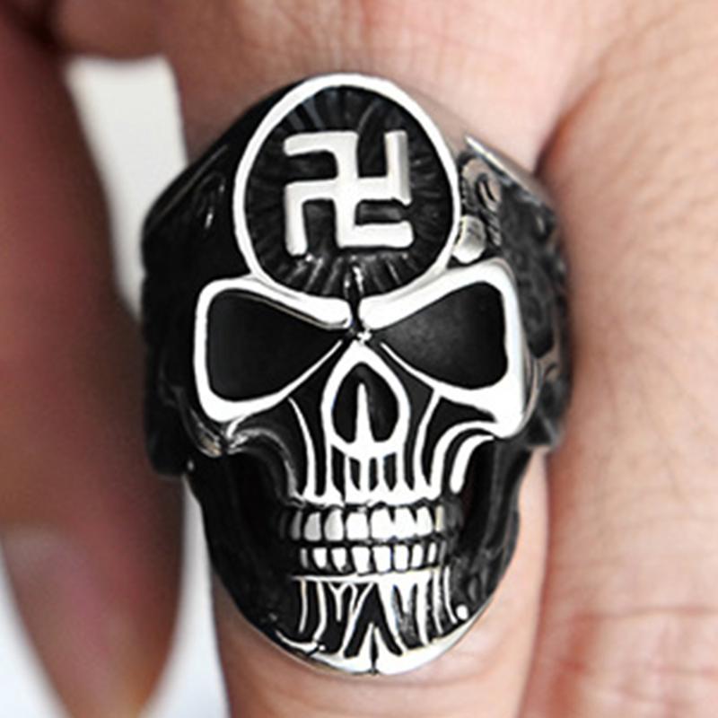 Fashion Punk Symbol Skeleton Ghost Head Big Rings For Men Stainless Steel Accessories Religious Skull Men Svastika Ring
Fashion Punk Symbol Skeleton Ghost Head Big Rings For Men Stainless Steel Accessories Religious Skull Men Svastika Ring