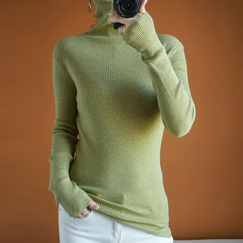 Autumn and Winter New Worsted Cashmere Sweater Woman High Collar Pullover Sweater Slim Pullover High Elastic Knitted, Black 
Autumn and Winter New Worsted Cashmere Sweater Woman High Collar Pullover Sweater Slim Pullover High Elastic Knitted, Black