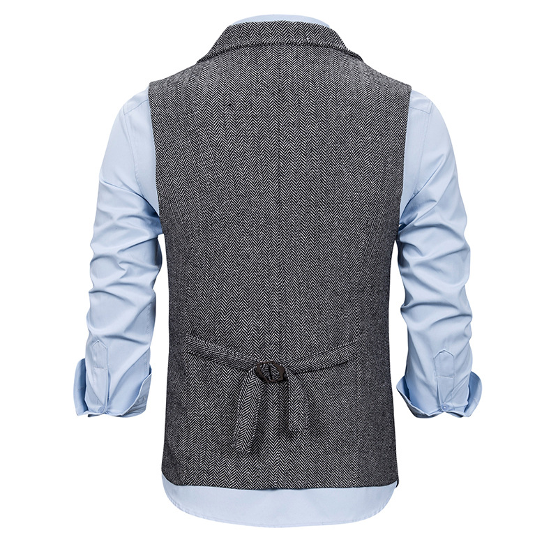 Chic Green Groom Vests Wool Herringbone Tweed Groomsmen Vest Slim Fit Mens Dress Suit Vest Prom Dinner Party Wedding Attire Waistcoat Custom Made Chea