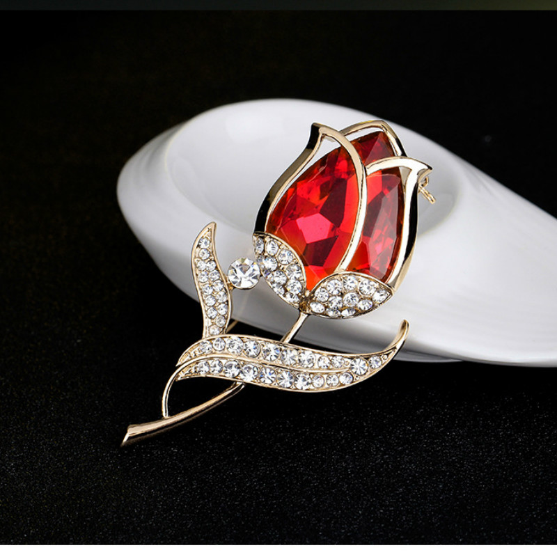 gold flower brooches pins Crystal tulip dress business suit brooch for women fashion jewelry will and sandy
gold flower brooches pins Crystal tulip dress business suit brooch for women fashion jewelry will and sandy
