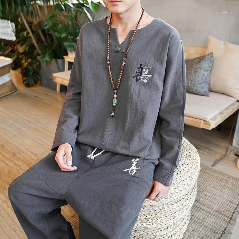 Chinese style Hanfu men's sets Long sleeve pantsuits cotton linen meditation dress linen set men vintage Tang suit youth costume1, Black
Chinese style Hanfu men's sets Long sleeve pantsuits cotton linen meditation dress linen set men vintage Tang suit youth costume1, Black