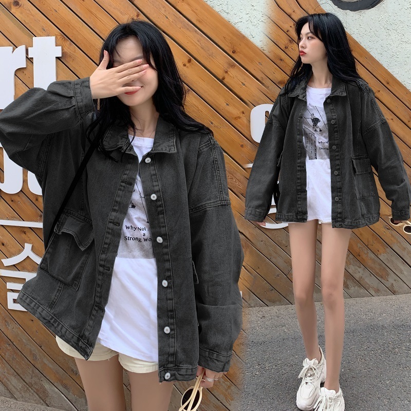long sleeve plus size Oversized jean jaket causal loose spring autumn denim Jacket Coat women Clothes Cardigan Outerwear 201019